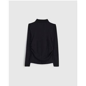 NWOT Madewell Ruched Mockneck Long Sleeve Top Jet Black L NY316 Ultra Soft Knit